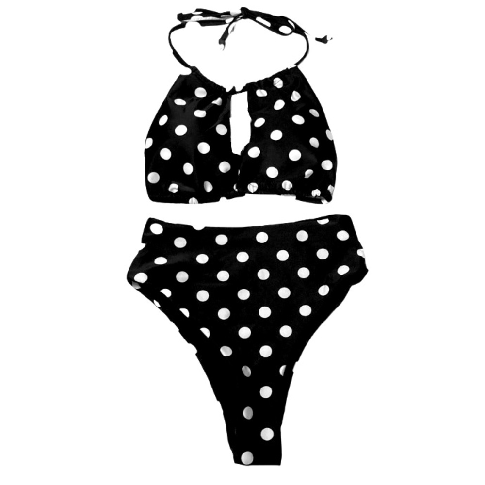 SeaBeauty High Neck Polka Dot 2 Piece Swimsuit